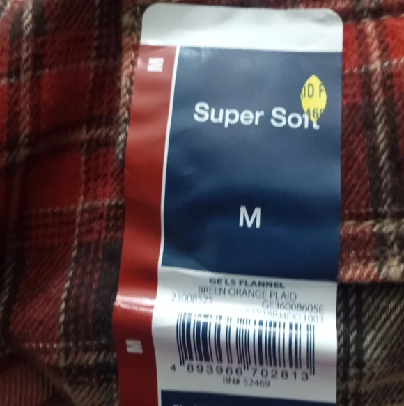 George Men's Button Down Red Tan & Black Plaid Flannel Double Pocket Shirt-SZ:M - Picture 2 of 16